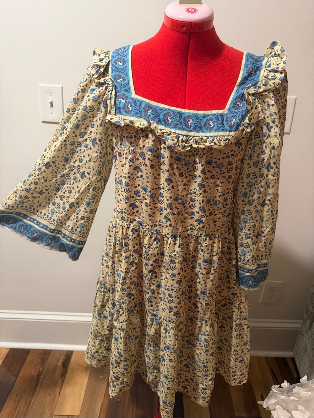 Christy Dawn Blue Floral Tiered Midi Dress